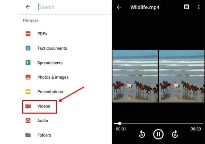 arquivo MP4 no Google Drive