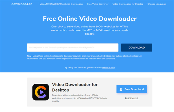 download youtube video in download4.cc