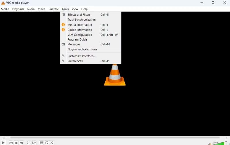 Καρτέλα εργαλείων VLC