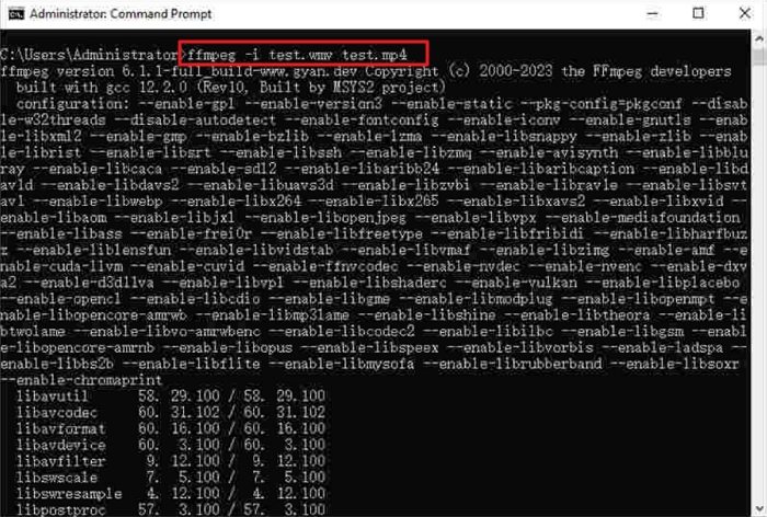 ffmpeg convert wmv to mp4