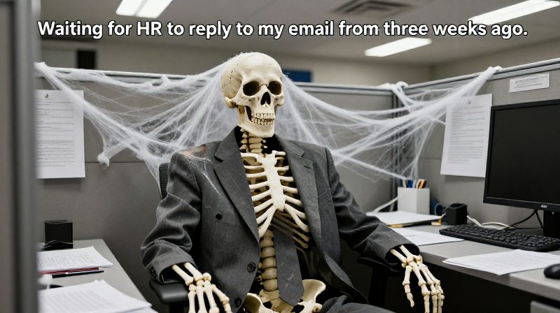corporate skeleton meme cubicle