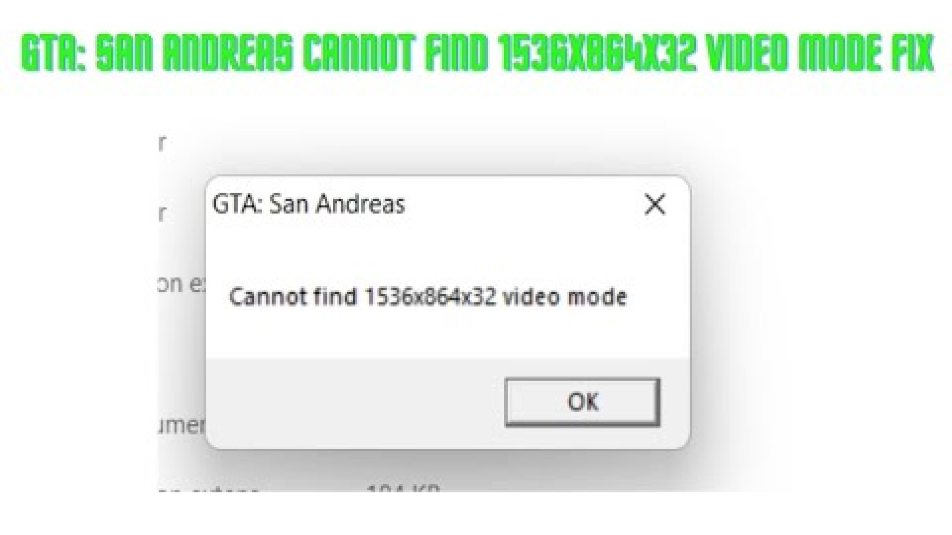 Fix Cannot Find 1536x864x32 Video Mode