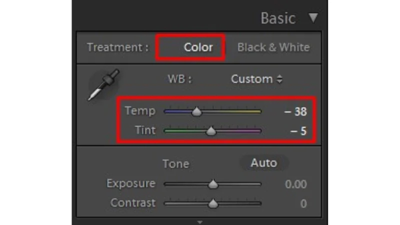 correcting temperature and tint in lightroom develop