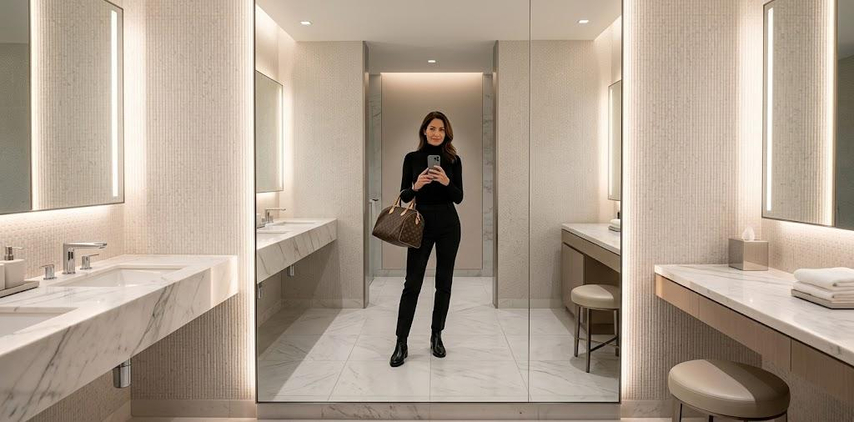 airport mirror selfie ai photo prompt gemini result