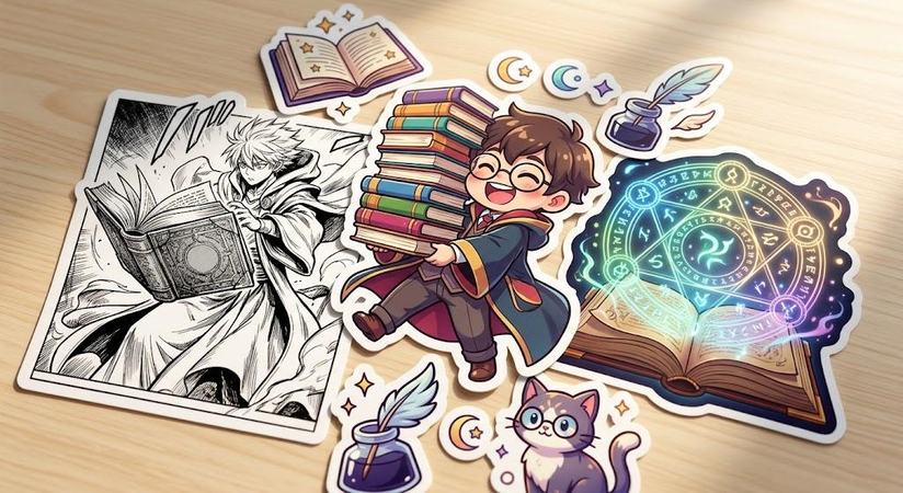 anime-inspired book sticker