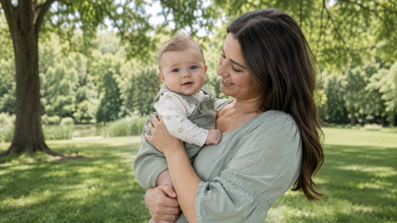 outdoor infant photography portrait captured in a green park