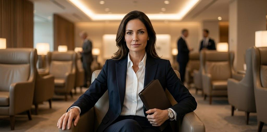 business class luxury traveler airport ai prompt photo