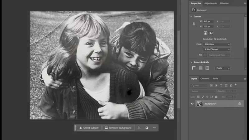 duplicate layer used for safe old photo editing