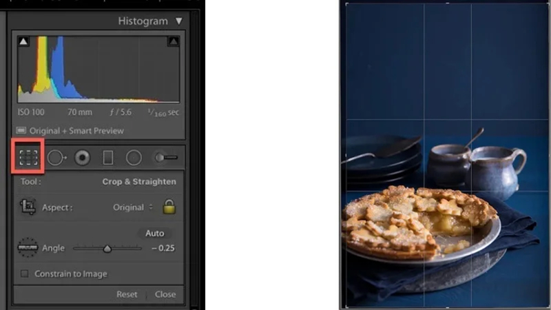 correcting food photo framing and alignment