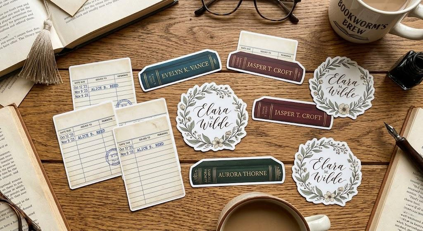 customized name book sticker