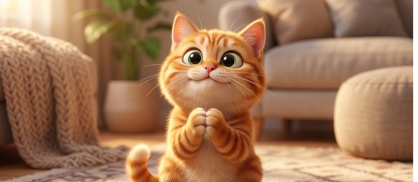 cute cat rubbing its paws together