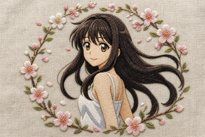 embroidery art for anime