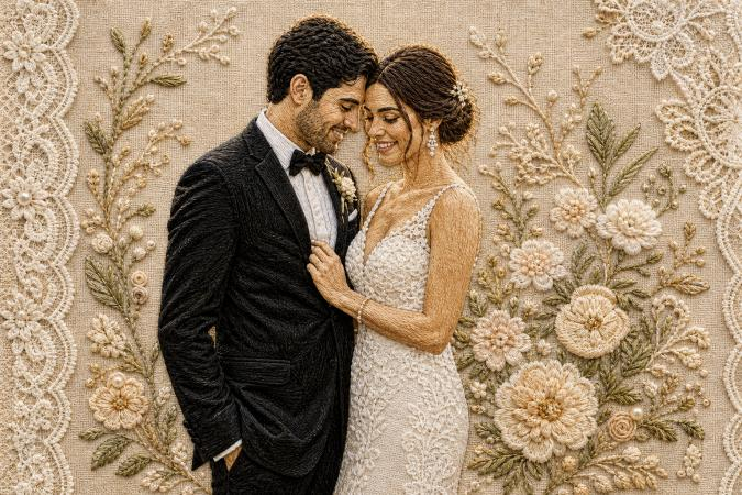embroidery art for wedding photos