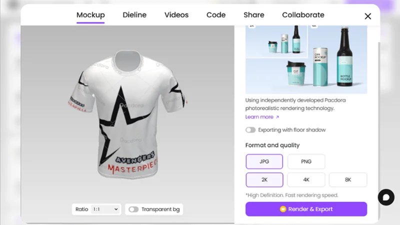 export merch mockup from pacdora