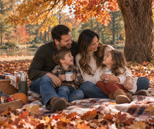 family sitting together outdoors