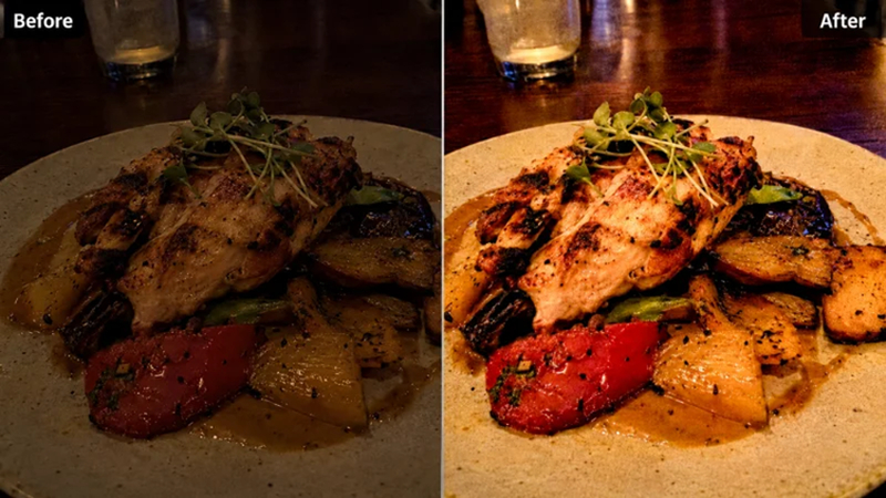 dark food photo before and after