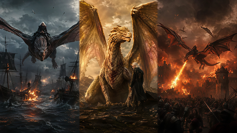 battle of the gullet sunfyre and tumbleton dragon scenes