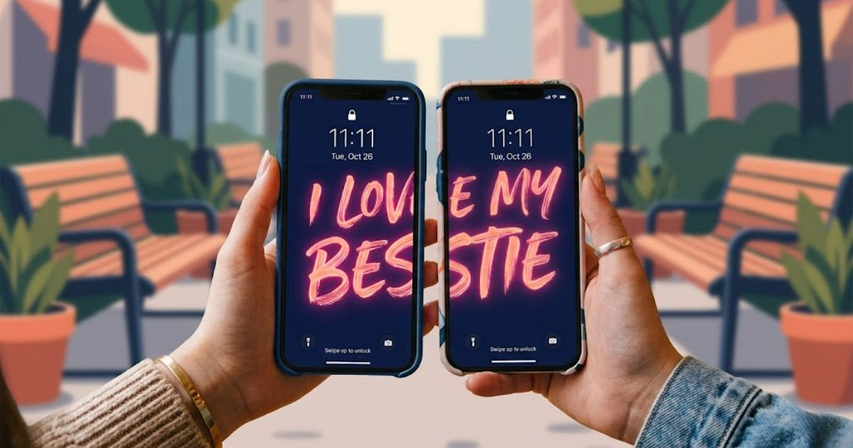 i love my bestie wallpaper text lock screen design