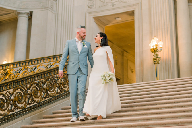 stylish indoor staircase elopement photography portrait