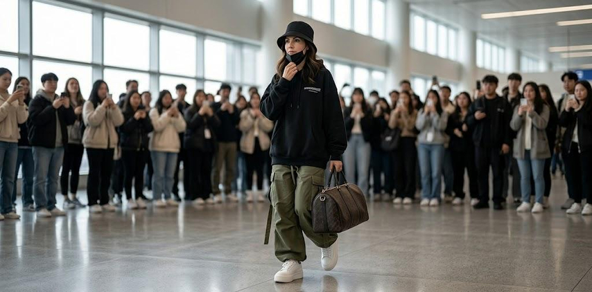 kpop idol airport fashion Gemini AI photo prompt