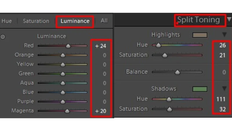 using luminance and color grading for old photos