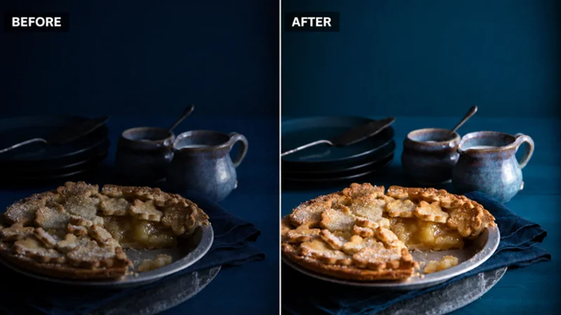 adobe lightroom food photo before and after
