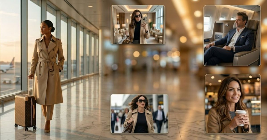 luxury airport fashion shoot Gemini AI prompt result