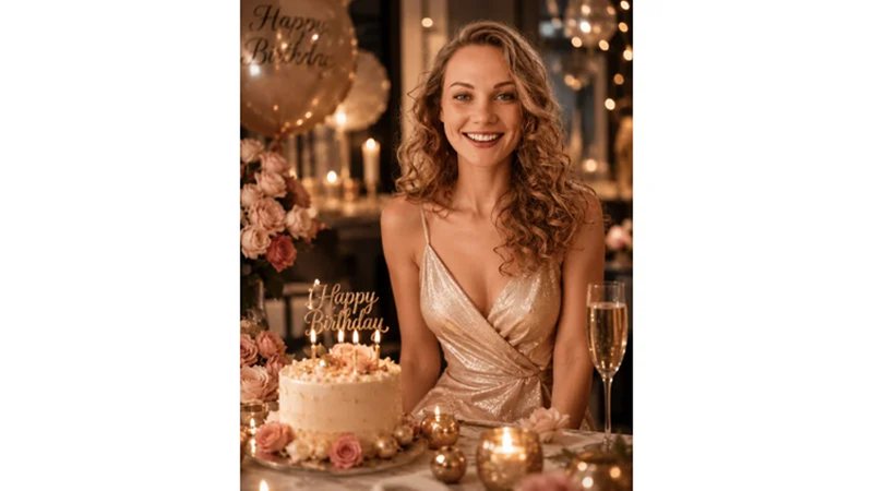 romantic ai birthday image with luxury birthday setup