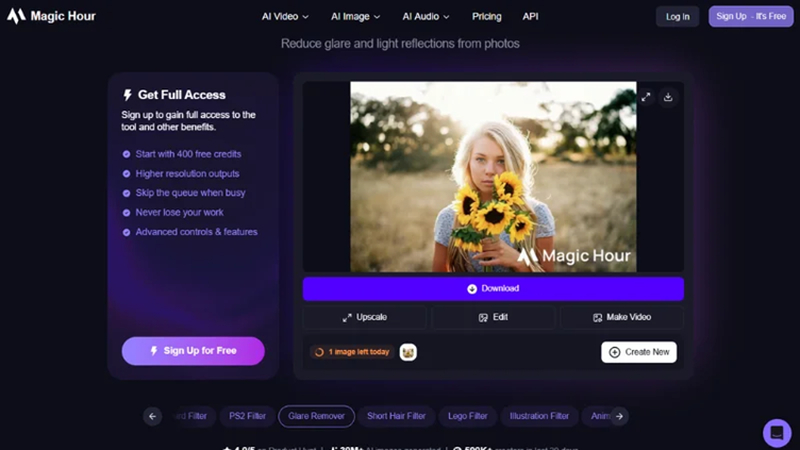download a clear photo after removing glare online