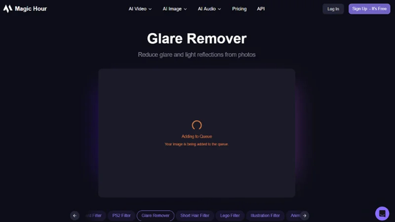 upload a glare affected photo to magic hour ai