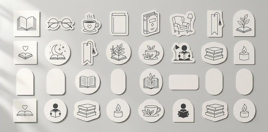 minimalist reading sticker with simple book icon