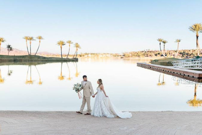 vintage mirror reflection during las vegas wedding photos