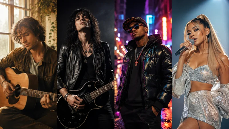 different musician photoshoot ai styles for artists