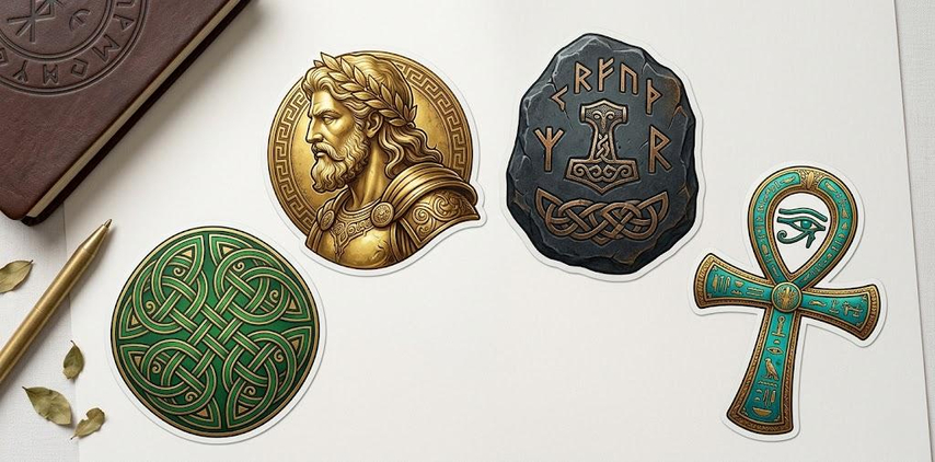 mythology-inspired book sticker