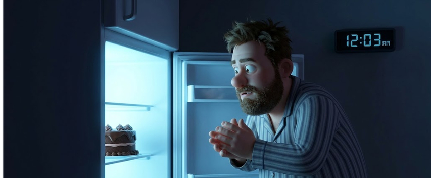 opening the fridge at midnight