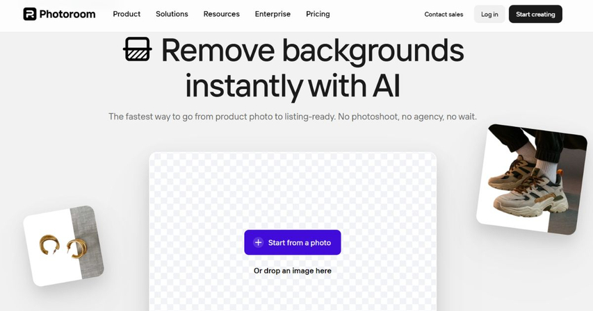 صانع ملصقات Photoroom مع ميزة إزالة الخلفية