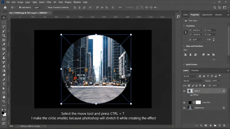 reshaping photo into fisheye style