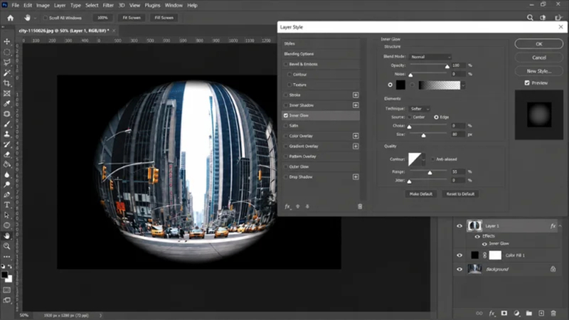 saving completed fisheye photo effect
