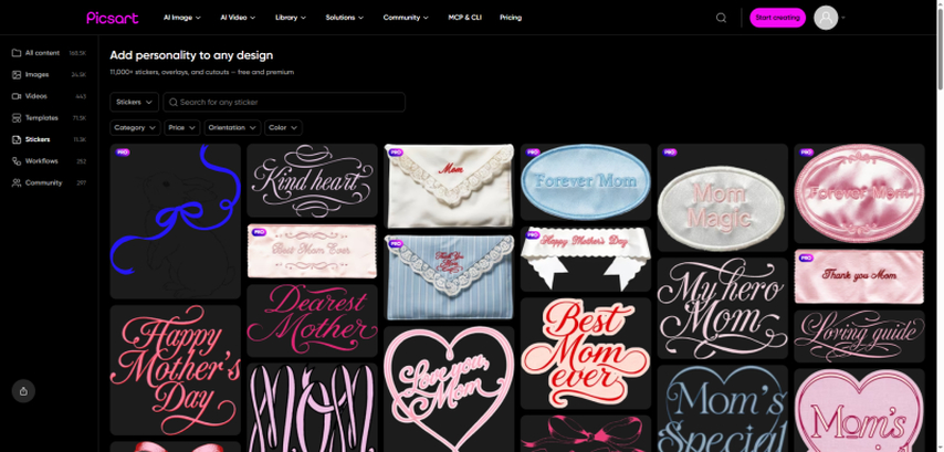 picsart app interface for creating book stickers