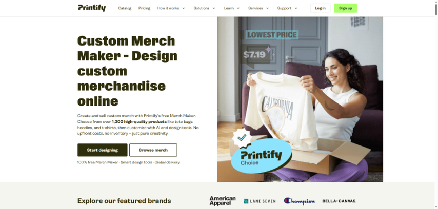 printify merch maker free design