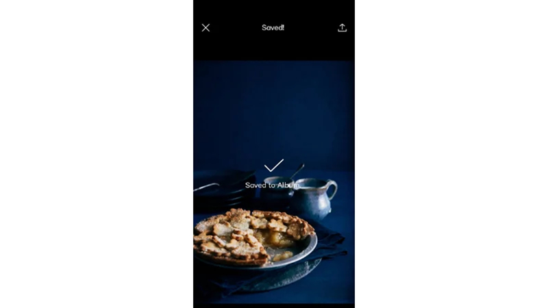 saving a brightened food photo from foodie camera