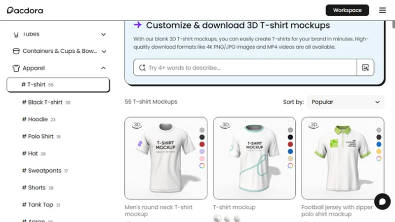 choose product mockup in pacdora