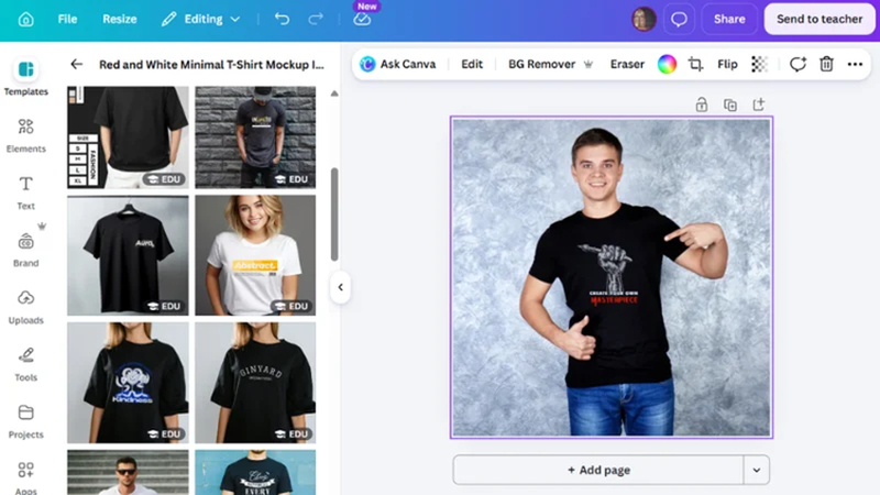 select merch template in canva