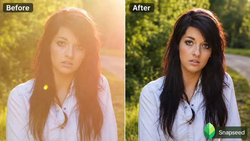snapseed photo glare correction before and after
