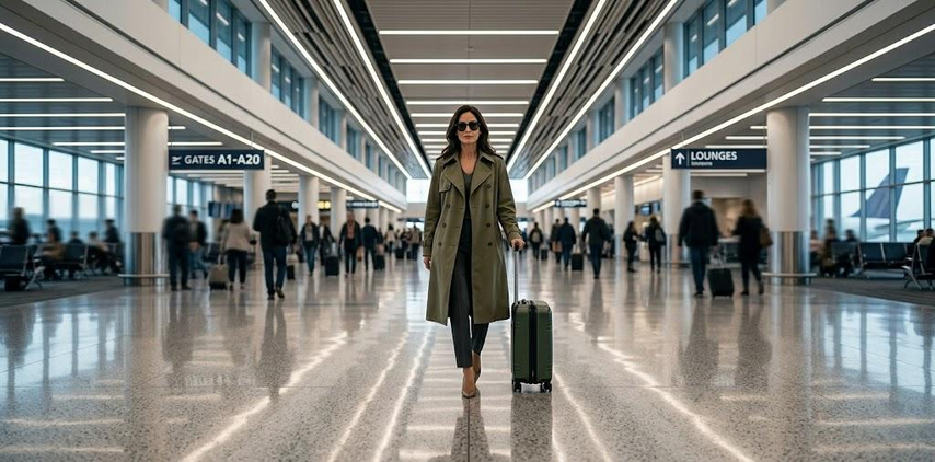 solo traveler main character airport moment ai photo prompt
