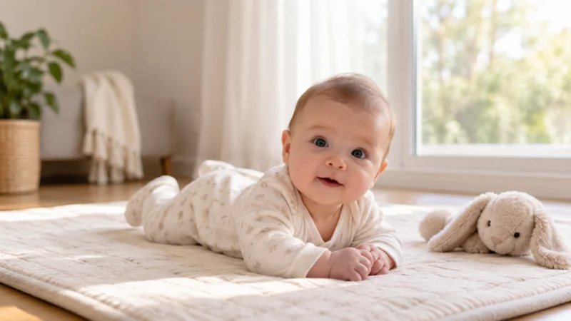 Baby portrait captured indoors using soft natural window light