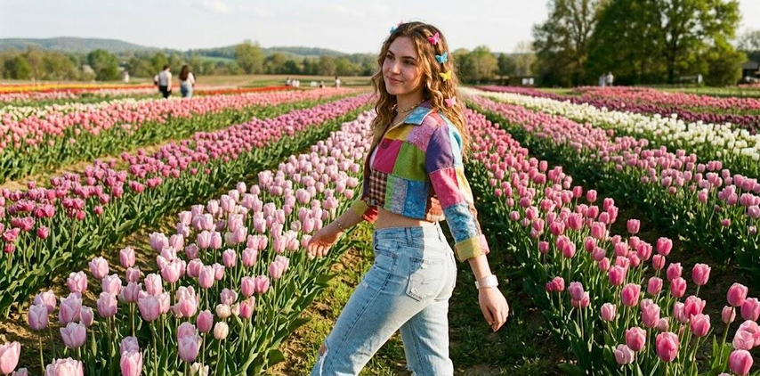 y2k style tulip girl ai photo created with gemini prompt