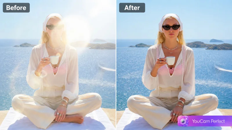 youcam perfect glare removal before and after comparison