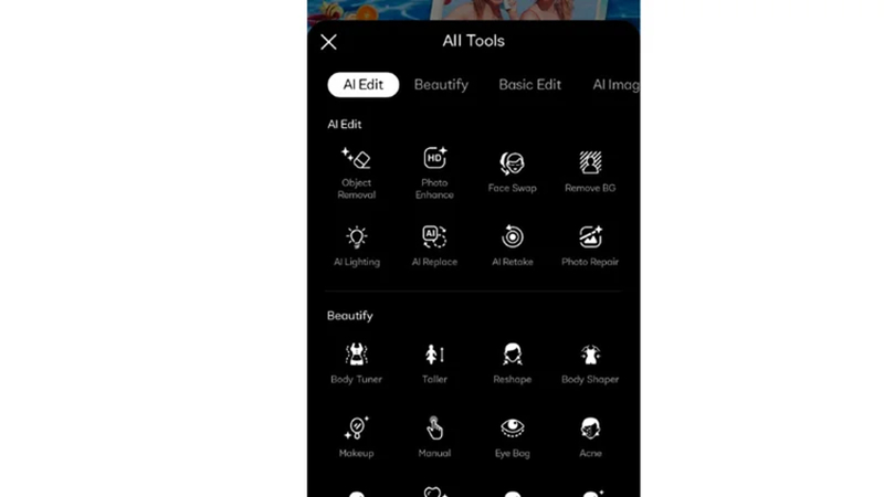 select the object removal tool in youcam perfect