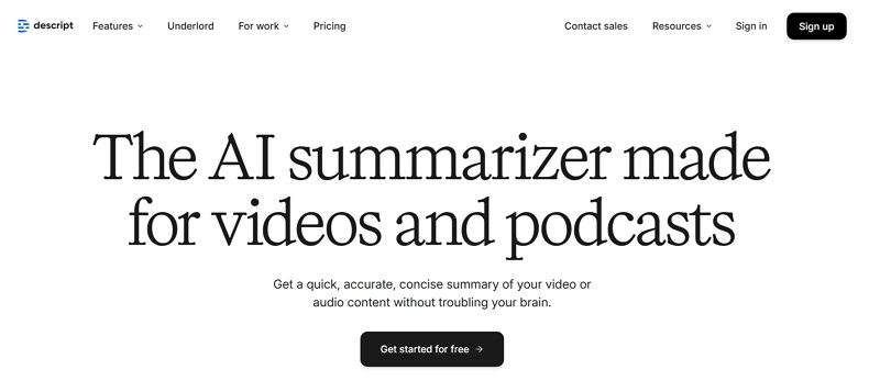 descript summarizer
